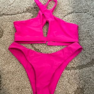 Neon pink bikini